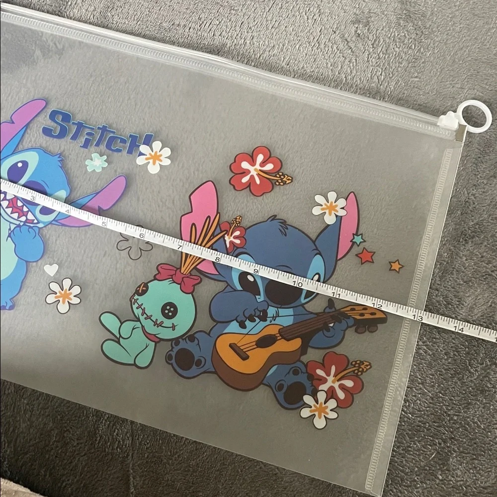 Stitch Themed large Transparent Pouches folders new set of 4 plastic vinyl